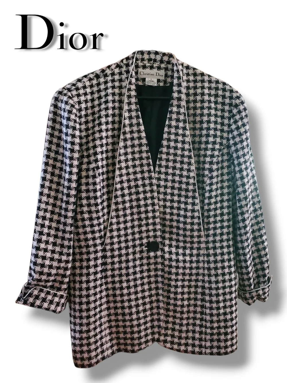 Dior Black & White Houndstooth Blazer